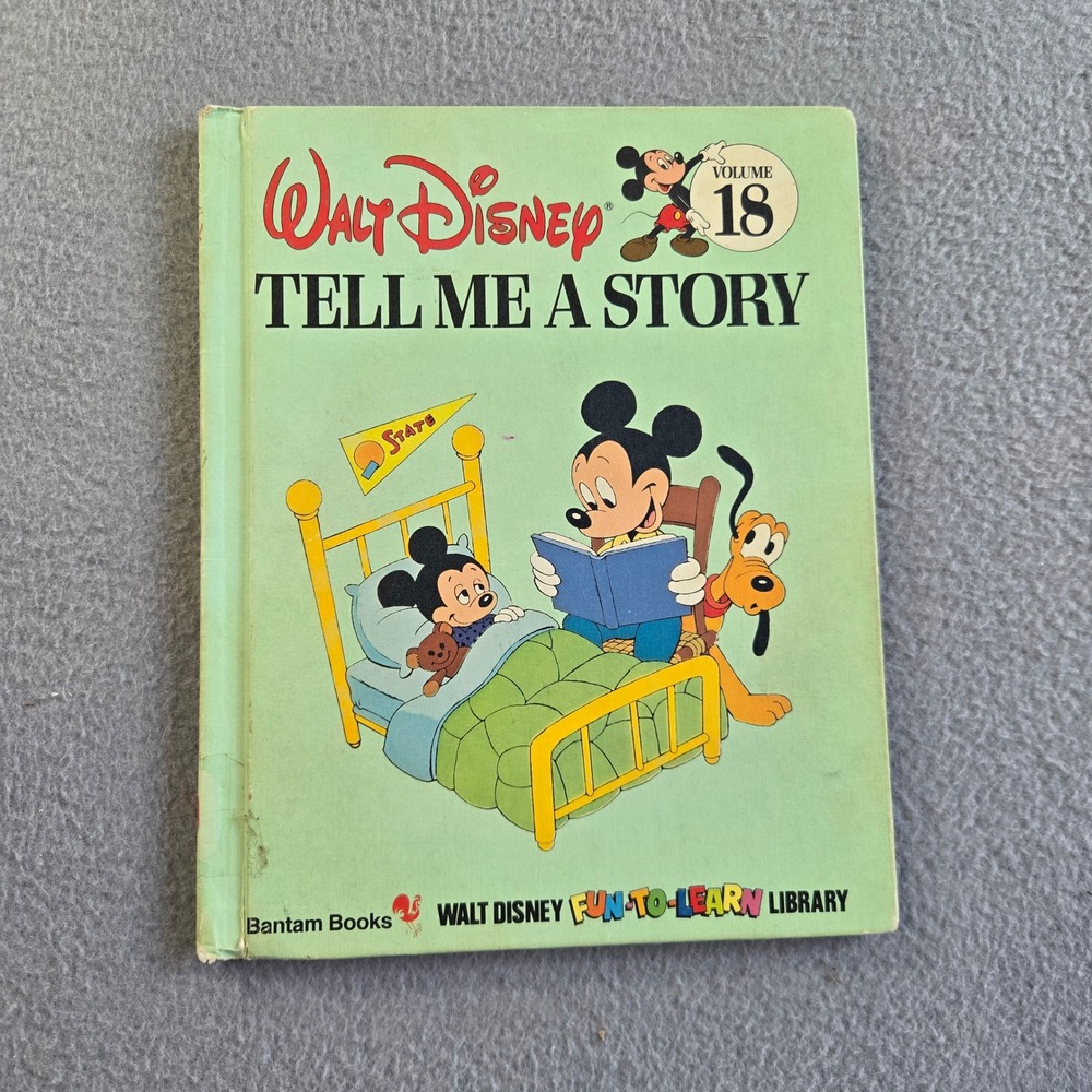 Walt Disney Tell Me A Story Book Kids OS Green 1983 Fun-To-Learn Vol 18 Vintage